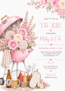 I Do BBQ Shower Floral Grill Invitation design preview