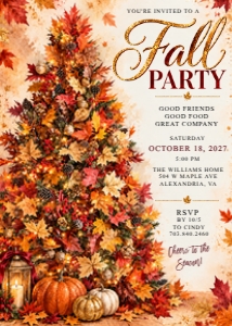 Fall Leaves Tree Invitation design preview