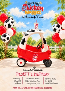 Chicken Nugget Car Birthday Invitation design preview