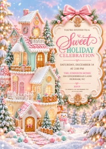 Gingerbread House Sweet Holiday Celebration Invitation design preview