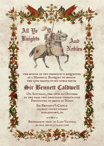 Medieval Dragon Birthday Invitation - Red Border design preview