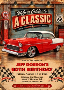 Classic Car Birthday Invitation II design preview