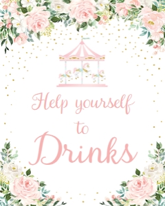 carousel pink - sign drinks 8x10: carousel pink - signs