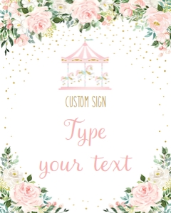 carousel pink - sign custom 8x10: carousel pink - signs