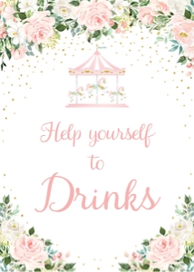 carousel pink - sign drinks 5x7: carousel pink - signs