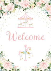 carousel pink - sign welcome 5x7: carousel pink - signs