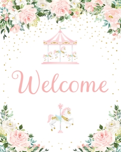 carousel pink - sign welcome 8x10: carousel pink - signs