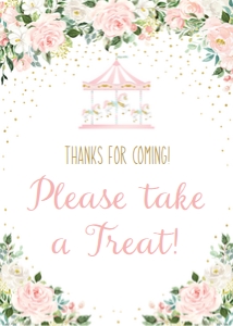 carousel pink - sign treat 5x7: carousel pink - signs