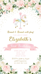 carousel pink - bd invitation 3 1080x1920 white: carousel pink - bd invitation 3