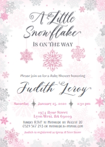 winter wonderland pink - bbs invitation 2 5x7 white: winter wonderland pink - bbs invitation 2