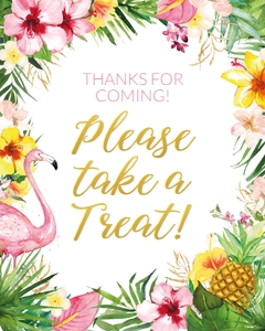 tropical flamingo - sign treat 8x10: tropical flamingo - signs