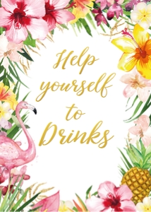 tropical flamingo - sign drinks 5x7: tropical flamingo - signs