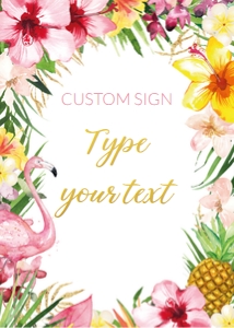 tropical flamingo - sign custom 5x7: tropical flamingo - signs