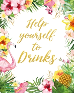 tropical flamingo - sign drinks 8x10: tropical flamingo - signs