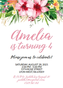 tropical hibiscus - bd invitation 3 5x7: tropical hibiscus - bd invitation 3