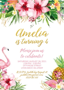 tropical flamingo - bd invitation 3 5x7: tropical flamingo - bd invitation 3