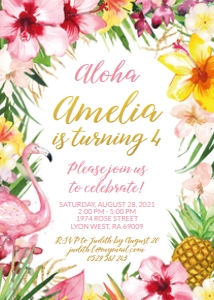 tropical flamingo - bd invitation 1 5x7: tropical flamingo - bd invitation 1