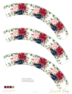 marsala navy - decors - 13 cupcake wrap: marsala navy - decors