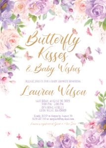 butterfly lavender - bbs invitation 2 5x7: butterfly lavender - bbs invitation 2