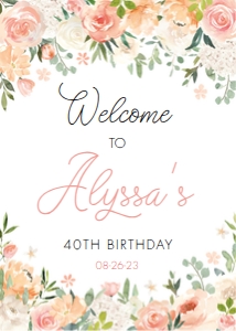 peach floral - signs 5x7: peach floral - signs