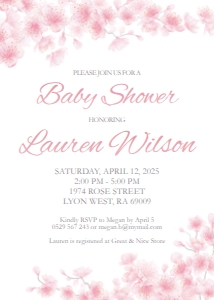sakura pink - bbs invitation 1 5x7: sakura pink - bbs invitation