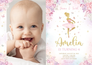 ballerina butterfly - bd invitation 3 7x5 photo: ballerina butterfly - bd invitation 3
