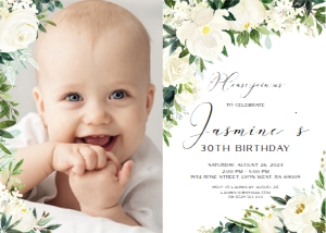 white floral - bd invitation 1 7x5 photo: white floral - bd invitation 1