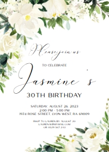 white floral - bd invitation 1 5x7: white floral - bd invitation 1
