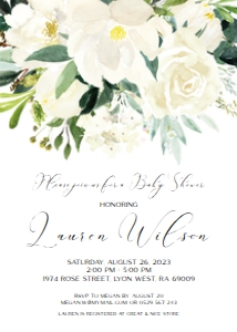 white floral - bbs invitation 2 5x7: white floral - bbs invitation 2