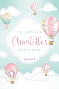 HotAirBalloon turquoise - welcome 24x36: HotAirBalloon turquoise - welcome