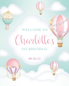 HotAirBalloon turquoise - welcome 16x20: HotAirBalloon turquoise - welcome