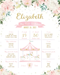 carousel pink floral - milestone 16x20: carousel pink floral - milestone