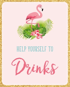 flamingo pink - sign 8x10 drinks: flamingo pink - sign