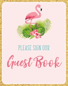 flamingo pink - sign 8x10 guest book: flamingo pink - sign