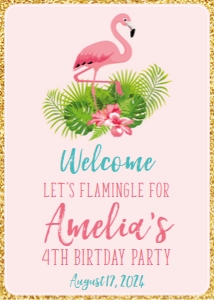 flamingo pink - sign 5x7 welcome: flamingo pink - sign
