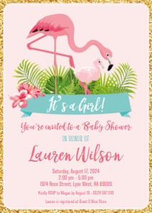 flamingo pink - bbs invitation 1 5x7: flamingo pink - bbs invitation