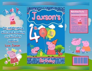Editable Blue Little Piggy Chip Bag Set design preview