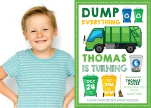 Garbage Truck Invitation: Garbage Truck Party Photo Invitation