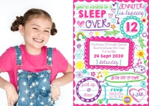 Doodle Sleepover Photo Invitation: Doodle Sleepover Photo Invitation