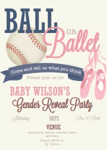 Baseball or Ballet Party Invitation: Baseball or Ballet Party Invitation