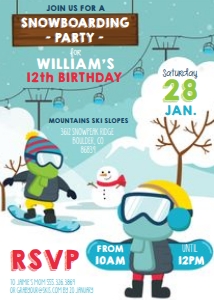 Snowboarding Party Invitation: Snowboarding Party Invitation
