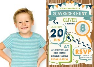 Scavenger Hunt Boys Photo Invitation: Scavenger Hunt Boys Photo Invitation