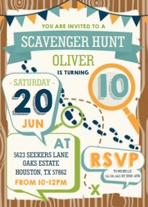 Scavenger Hunt Party Invitation Boys: Scavenger Hunt Party Invitation Boys