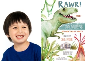 Dinosaur Boy Party Photo Invitation: Dinosaur Boy Party Photo Invitation