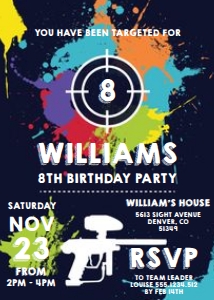 Paintball Birthday Party Invitation: Paintball Birthday Party Invitation