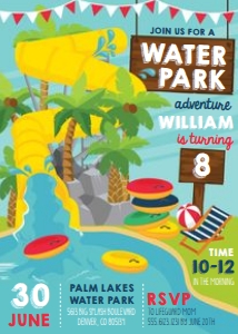Waterpark Birthday Party Invitation: Waterpark Birthday Party Invitation