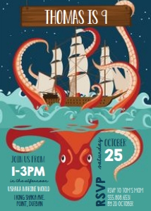 Kraken Birthday Party Invitation: Kraken Birthday Party Invitation