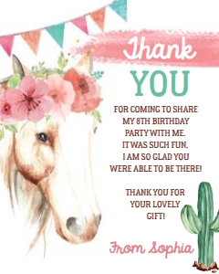 Cowgirl Watercolor Thank You Card: Cowgirl Watercolor Thank You Card