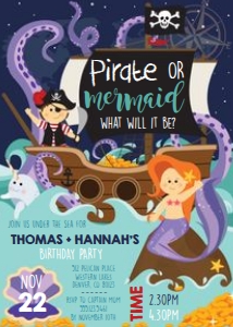 Pirate and Mermaid Party Invitation: Pirate and Mermaid Party Invitation