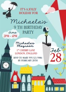 Mary Poppins Birthday Party Invitation design preview